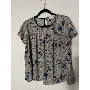 Nannette Lepore Size Small Blue Floral Blouse